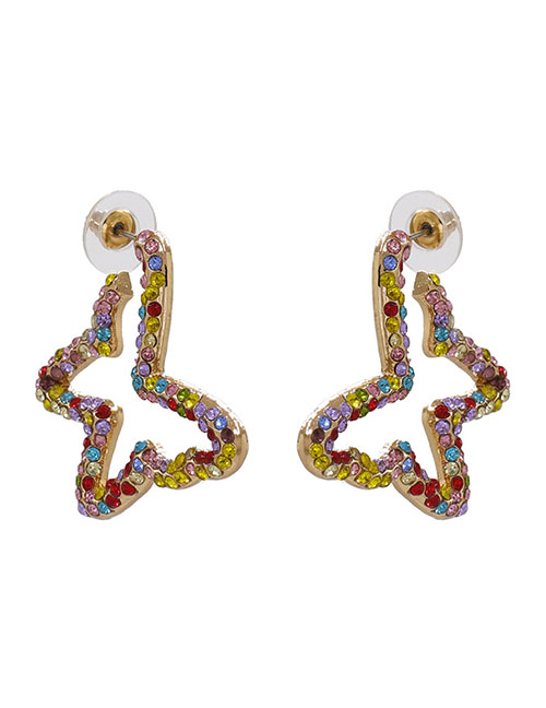 Fashion Colour Butterfly Studded With Pearl Alloy Earrings