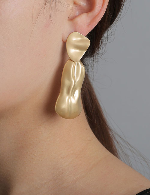 Fashion Golden Alloy Geometric Irregular Concave Convex Ear Studs