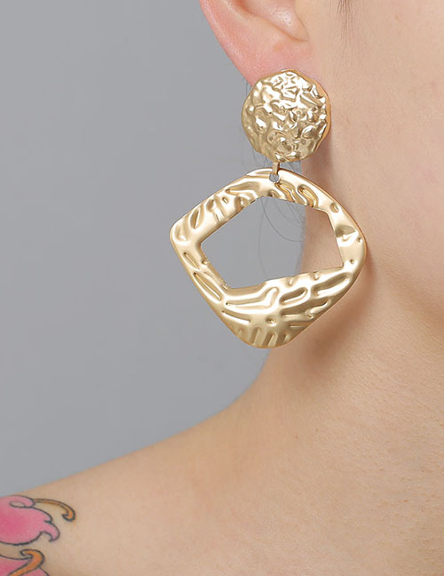 Fashion Golden Geometric Irregular Concave Convex Hollow Alloy Earrings
