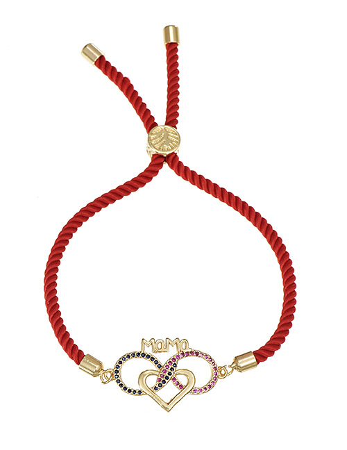 Fashion Red Copper Inlaid Zircon Woven Love Bracelet