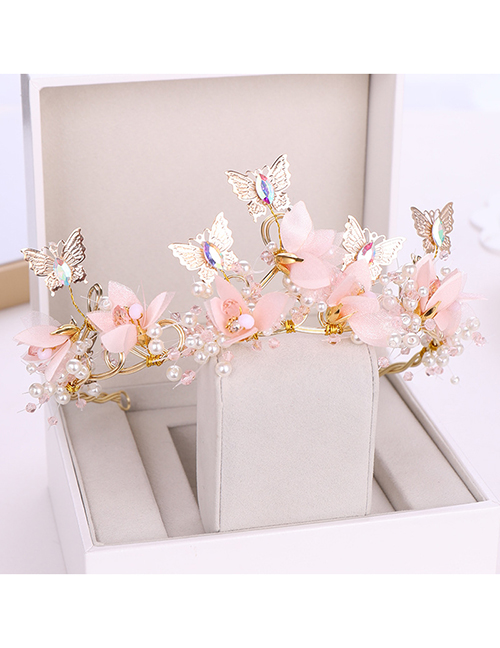 Fashion Pink Alloy Butterfly Flower Hoop