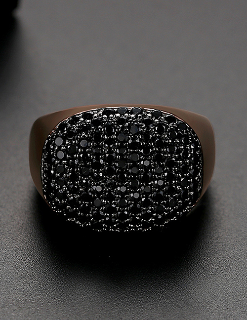 Fashion Black Gold Plated Ring With Copper Plated Zircon