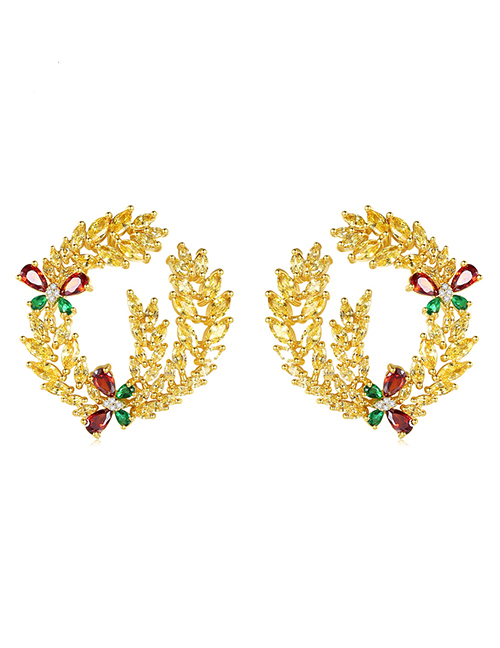 Fashion 18k Gold Copper Bonded Zircon Ear Earrings