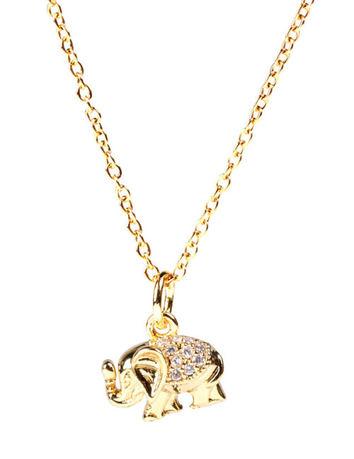Fashion Golden Diamond Elephant Necklace