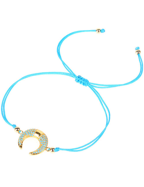 Fashion Blue Moon Copper Micro Zircon Eye Woven Braided Bracelet