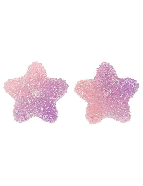 Fashion Jelly: Pentagram: Purple  Silver Needle Flower Earrings