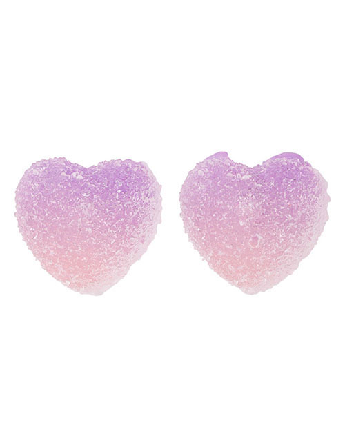 Fashion Jelly Love Purple  Silver Needle Flower Earrings