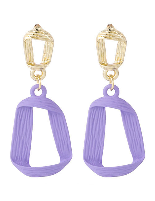 Fashion Irregular Geometric Purple  Silver Needle Flower Earrings