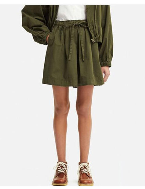 Fashion Army Green Elastic Shorts And Loose Shorts