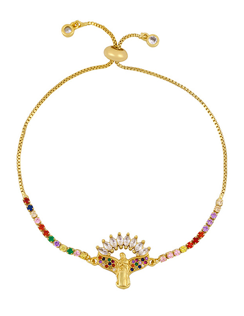 Fashion Virgin Mary Gold Love Adjustable Diamond Rainbow Bracelet