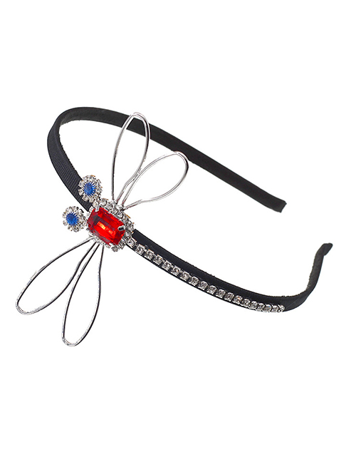 Fashion Black Diamond-cut Crystal Dragonfly Hollow Alloy Fine-edged Headband