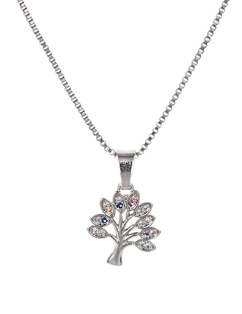 Fashion Silver Life Tree Necklace With Copper And Zircon