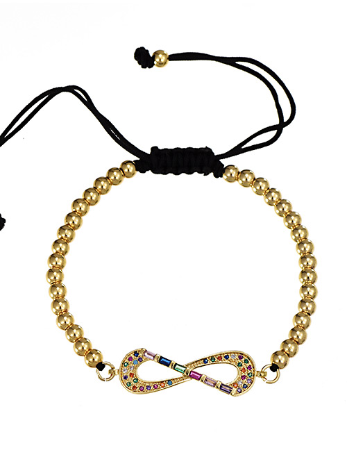 Fashion Bow Copper-set Zircon Rope Beaded Adjustable Bracelet