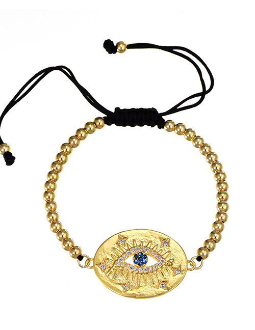 Fashion Eye Copper-set Zircon Rope Beaded Adjustable Bracelet