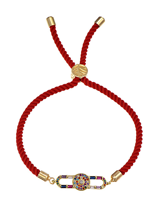 Fashion Buckle Copper-set Zircon Red Cord Adjustable Bracelet