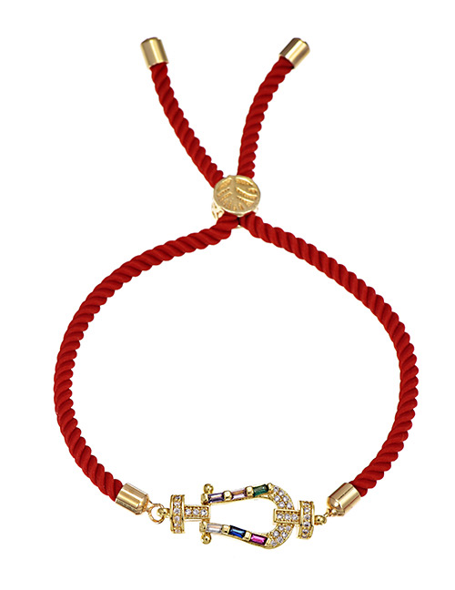 Fashion Hna Copper-set Zircon Red Cord Adjustable Bracelet