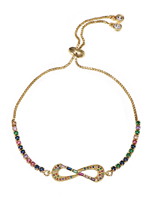 Fashion Bow Copper Inlaid Colorful Zircon Adjustable Bracelet