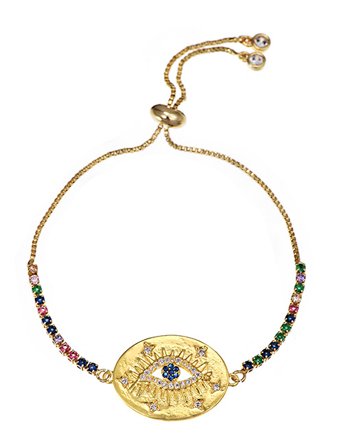 Fashion Eye Copper Inlaid Colorful Zircon Adjustable Bracelet