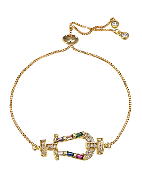 Fashion Hna Copper Inlay Zircon Gold Adjustable Bracelet