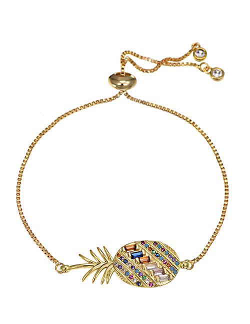Fashion Pineapple Copper-set Zircon Golden Adjustable Bracelet