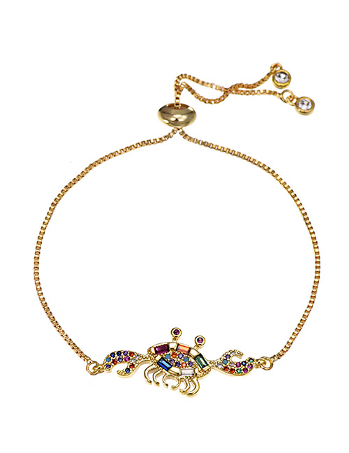 Fashion Crab Copper Inlay Zircon Gold Adjustable Bracelet