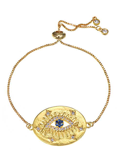 Fashion Eye Copper Inlay Zircon Gold Adjustable Bracelet