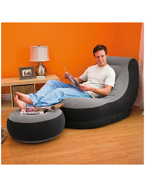 Fashion Gray Flocking Single Inflatable Lazy Sofa Recliner