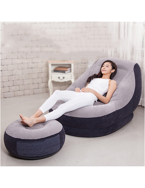 Fashion Gray Flocking Inflatable Lazy Sofa