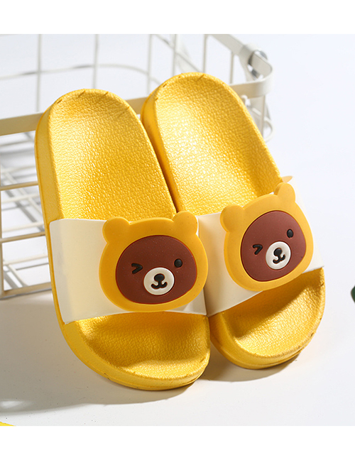 Fashion Yellow Bear Fruit Animal Contrast Color Soft Bottom Slippers