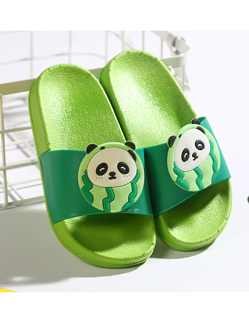 Fashion Green Panda Fruit Animal Contrast Color Soft Bottom Slippers