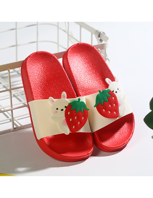 Fashion Strawberry Rabbit Fruit Animal Contrast Color Soft Bottom Slippers
