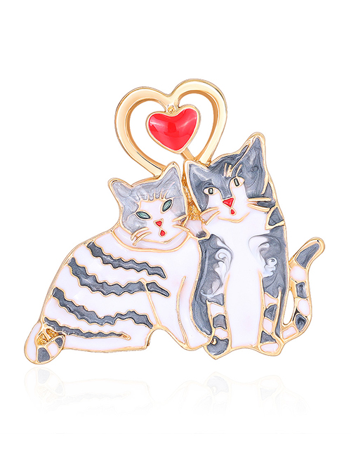 Fashion Colour Alloy Dripping Love Cat Brooch