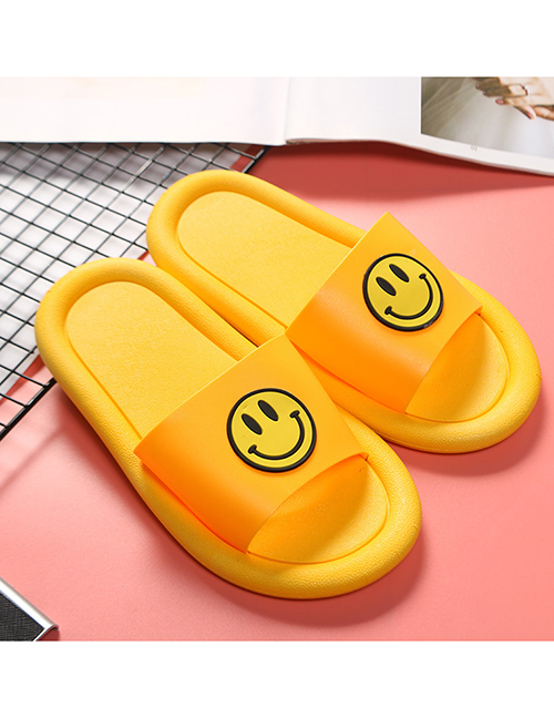 Fashion Yellow Non-slip Smiley Face Indoor And Outdoor Parent-child Slippers