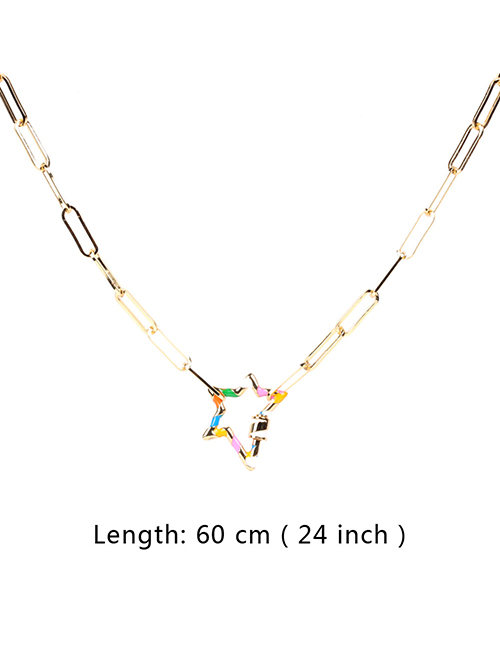 Fashion Big Lightning-60cm Thick Chain Oil Drop Lightning Love Cross Geometric Hollow Necklace