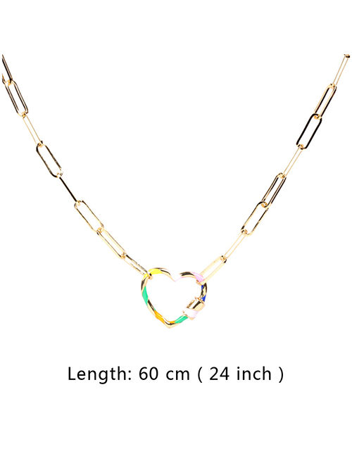 Fashion Caring-60cm Thick Chain Oil Drop Lightning Love Cross Geometric Hollow Necklace