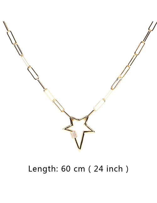 Fashion 60cm Thick Chain Micro-set Zircon Pentagram Necklace