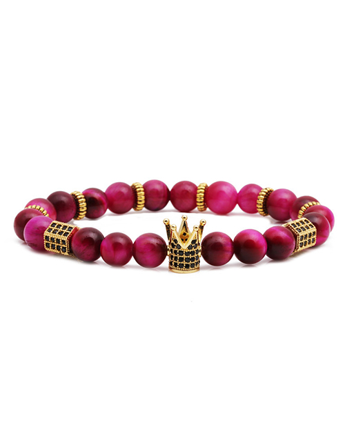 Fashion Tiger Eye Beads Tiger Eye Emperor Stone Woven Beaded Crown Geometric Bracelet