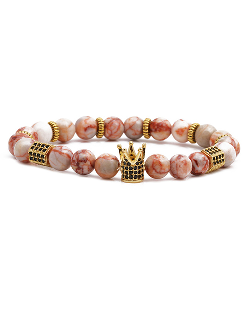 Fashion Red Network Crown Beads Emperor Shihong Network White Agate Tiger Eye Stone Woven Beaded Bracelet