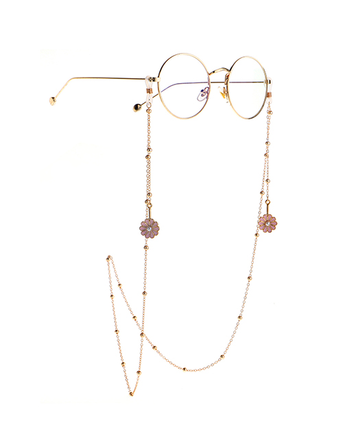 Fashion Pink Small Daisy Color Retaining Bead Metal Chain Glasses Chain