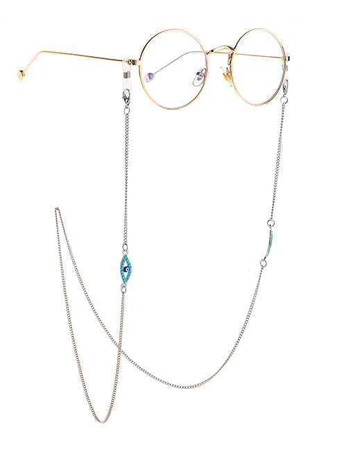 Fashion Silver Stainless Steel Chain Turquoise Eye Non-slip Glasses Chain
