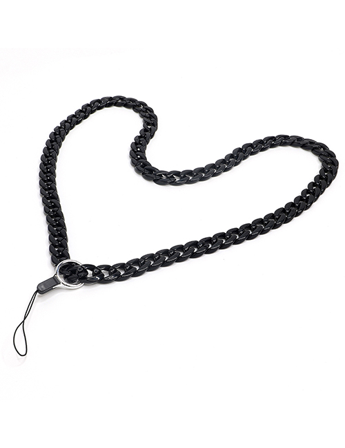 Fashion Black Acrylic Solid Color Chain Hanging Neck Mobile Phone Chain