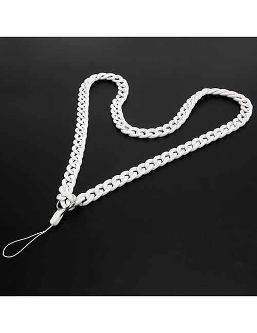 Fashion White Acrylic Solid Color Chain Hanging Neck Mobile Phone Chain