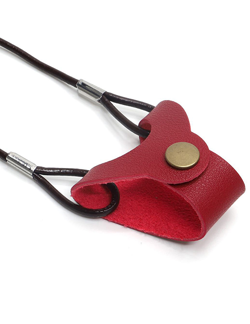 Fashion Red Imitation Leather Solid Color Glasses Lanyard