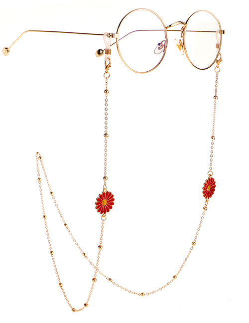 Fashion Red Non-slip Metal Clip Beads Small Daisy Glasses Chain