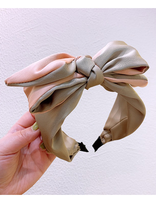 Fashion Pink + Coffee Three-layer Silk Bow With Contrasting Headband