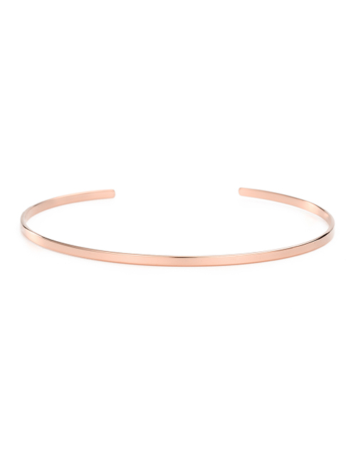 Fashion Rose Gold Stainless Steel C-shaped Opening Bracelet