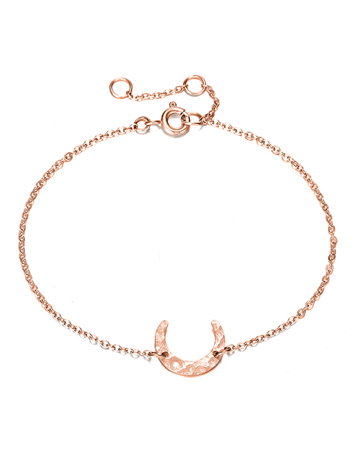 Fashion Rose Gold Stainless Steel Moon Adjustable Thin-edged Bracelet