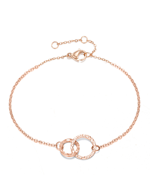 Fashion Rose Gold Hollow Cross Circular Chain Adjustable Bracelet