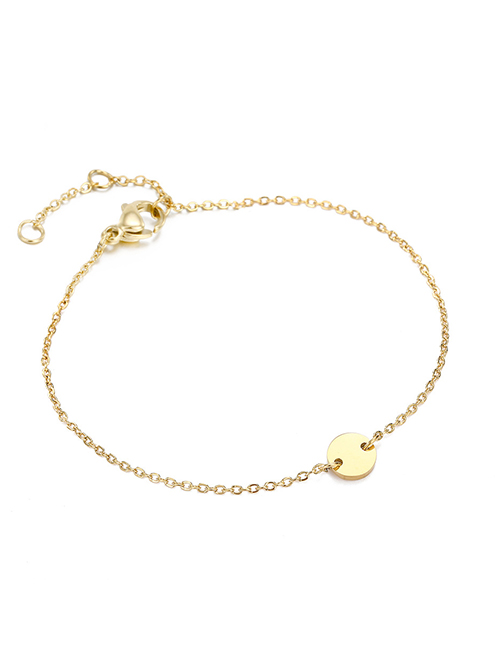 Fashion 14k Gold Small Round Adjustable Chain Bracelet