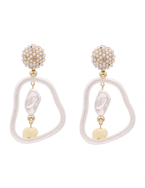 Fashion Yellow Acrylic Pearl Earrings With Diamonds And Diamonds